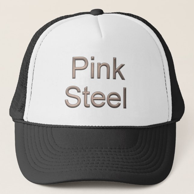Pink Steel white black trucker hat (Front)