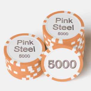 Pink Steel white orange 5000 striped poker chip