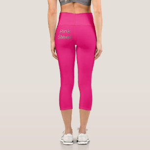 Pink Steel word fuchsia capris pants