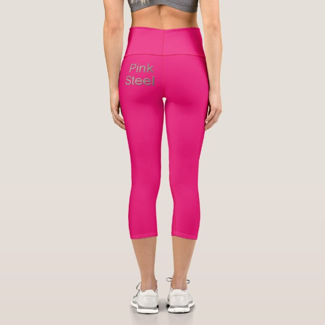 Pink Steel word fuchsia capris pants (Back)