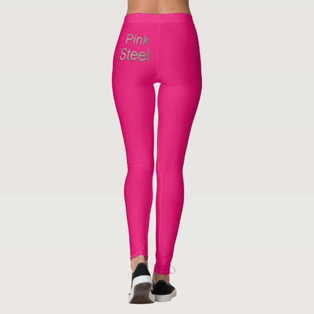 Pink Steel word fuchsia leggings (Back)