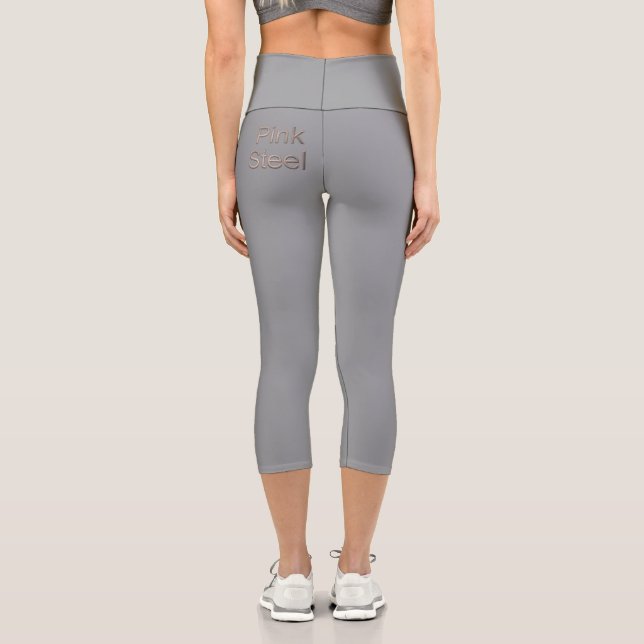 Pink Steel word gray capris pants (Back)