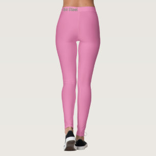 Pink Steel word pink leggings waist back