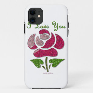 Pink Stencil Rose I Love You Case-Mate iPhone Case