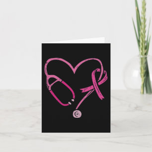 Pink Stethoscope Nurse Medical Breast Cancer Aware Card