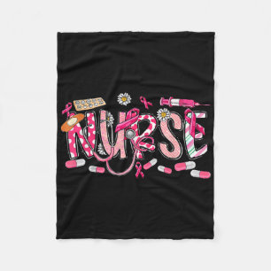Pink Stethoscope Nurse Medical Breast Cancer Aware Fleece Blanket