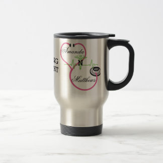 Pink Stethoscope Nursing Student Caduceus Name Travel Mug