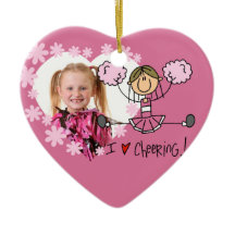 Pink Stick Figure Cheerleader Ornament