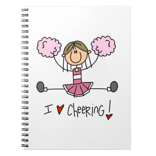 Pink Stick Figure Cheerleader T-shirts and Gifts Notebook (Front)