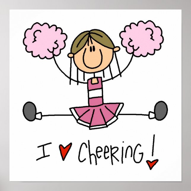 Pink Stick Figure Cheerleader T-shirts and Gifts Poster (Front)