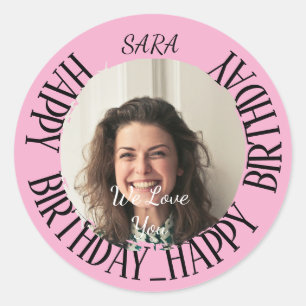 pink Sticker for birthday fully customizable