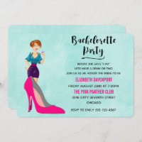 Pink Stiletto and Party Girl Bachelorette Invite