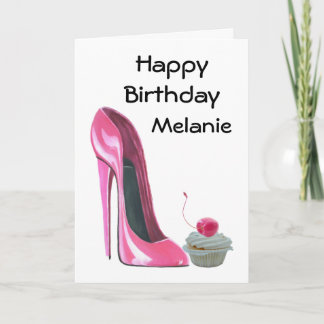 Pink Stiletto Shoe and Cupcake Card
