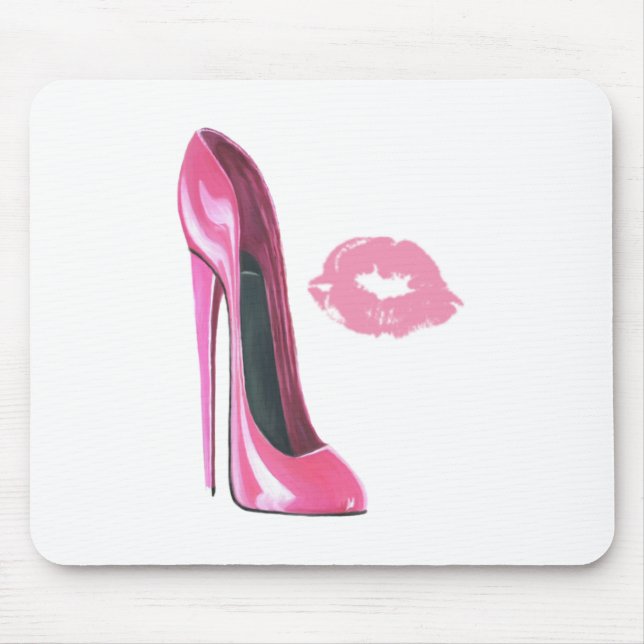 Pink Stiletto Shoe and Pink Lips Mouse Pad (Front)