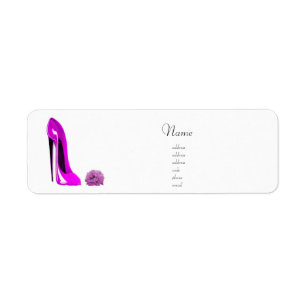 Pink Stiletto Shoe and Rose Avery Label