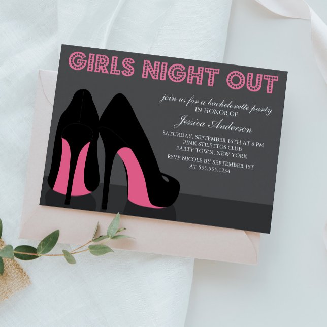 Pink Stiletto Shoes Girls Night Out Invites (Creator Uploaded)