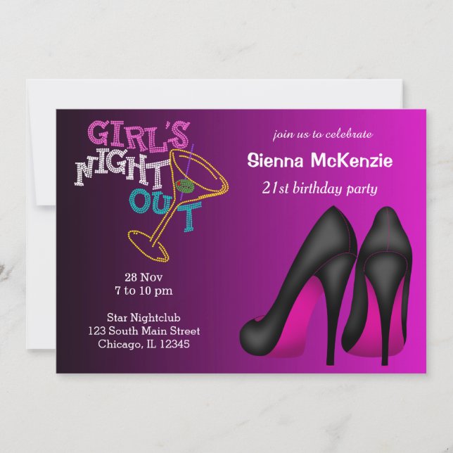 Pink Stilettos birthday Invitation (Front)