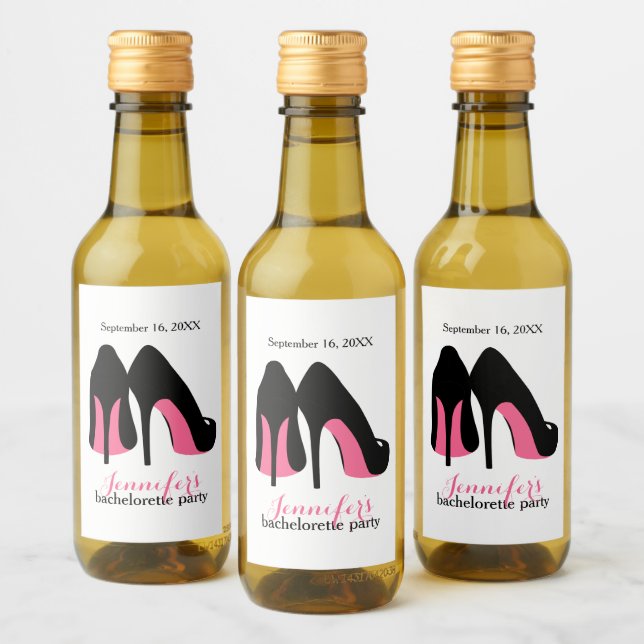 Pink Stilettos Girls Night Out Bachelorette Party Wine Label (Bottles)