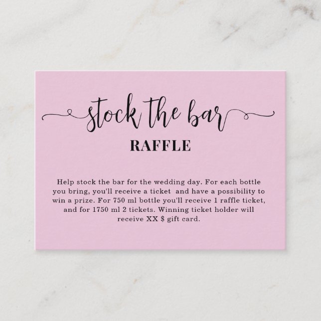 Pink Stock the bar Bridal Shower   Enclosure Card (Front)