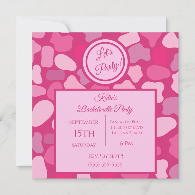 Pink Stone Pattern-Bachelorette Party- Invitation (Front)