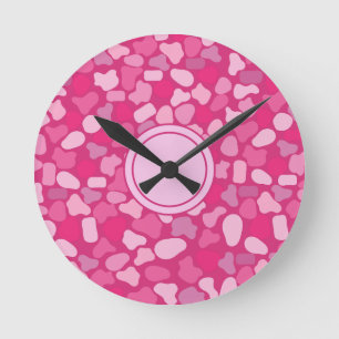 Pink Stone Pattern- Round Clock