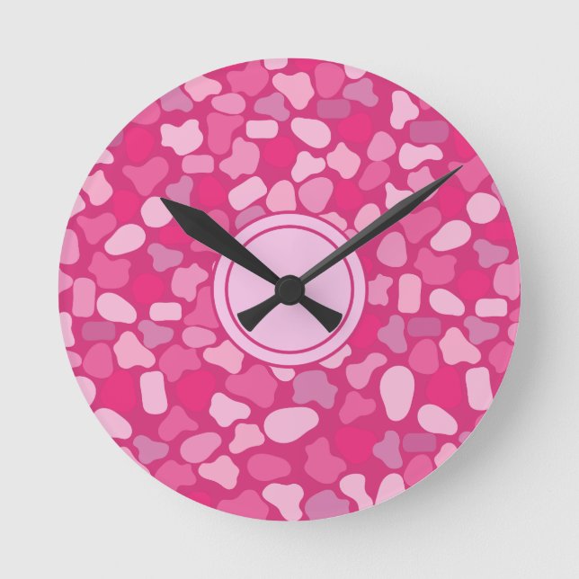 Pink Stone Pattern- Round Clock (Front)