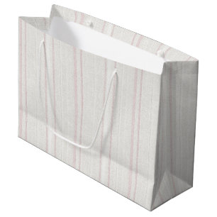 Pink Stone White Stripes Wedding Bridal Shower Large Gift Bag