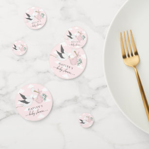 Pink Stork Baby Shower Confetti