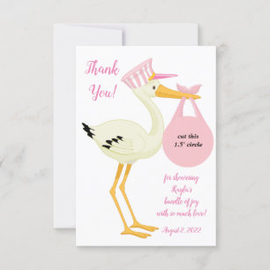 Pink Stork EOS lip balm baby shower favour card