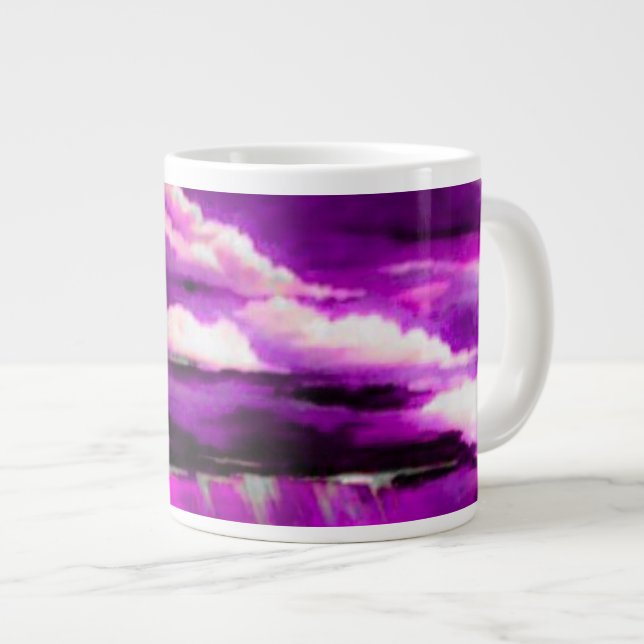 Pink Stormy Clouds Large Coffee Mug (Front Right)