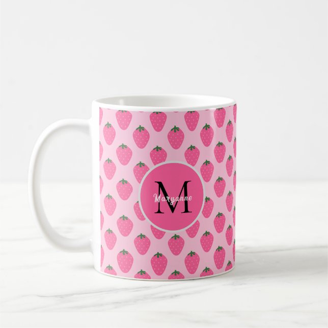 Pink Strawberries, custom cute   Coffee Mug (Left)