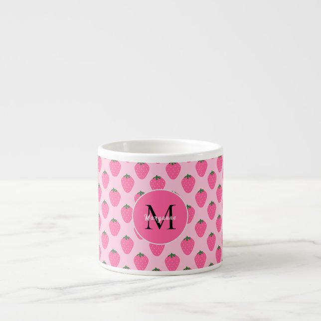 Pink Strawberries, cute kids Espresso Cup (Front)