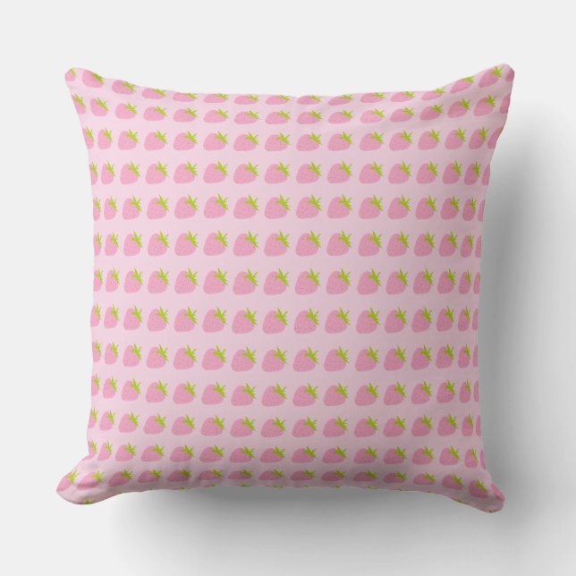 Pink Strawberries Cute Pattern Cushion (Front)
