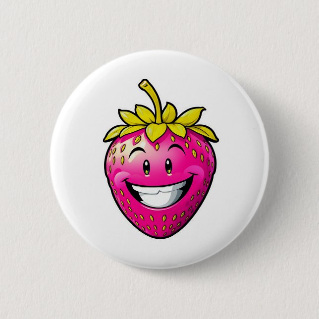 Pink Strawberry  6 Cm Round Badge (Front)