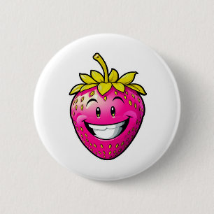 Pink Strawberry  6 Cm Round Badge