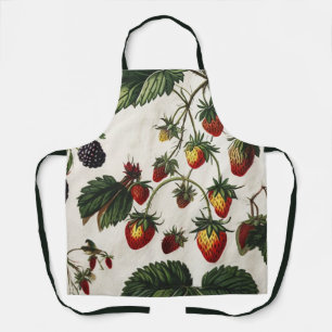Pink Strawberry Apron - Retro Fruit Print Kitchen 