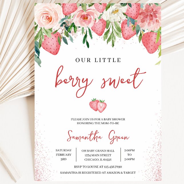Pink Strawberry Baby Shower Invitation (Creator Uploaded)