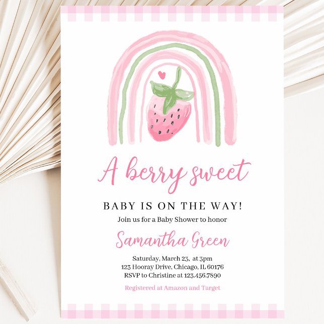 Pink Strawberry Baby Shower Invitation (Creator Uploaded)
