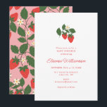 Pink Strawberry Baby Shower Sprinkle Botanical Invitation<br><div class="desc">Summer Vintage Pink and White Strawberry Boho Fruit Baby Sprinkle Shower Invitation</div>