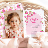 Pink Strawberry Berry First 1st Birthday Photo