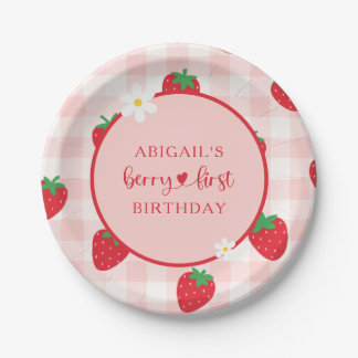 Pink Strawberry Berry Sweet Birthday Paper Plate