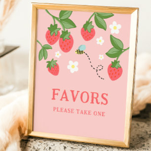 Pink Strawberry Berry Sweet Birthday Party Sign