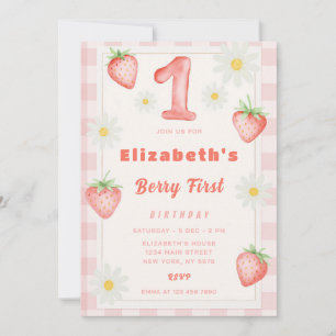 Pink Strawberry Birthday Invitation