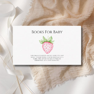 Pink Strawberry Books For Baby Shower  Enclosure Card