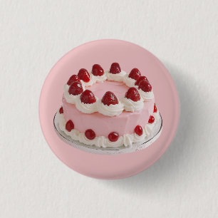 Pink Strawberry Celebration Cake 3 Cm Round Badge