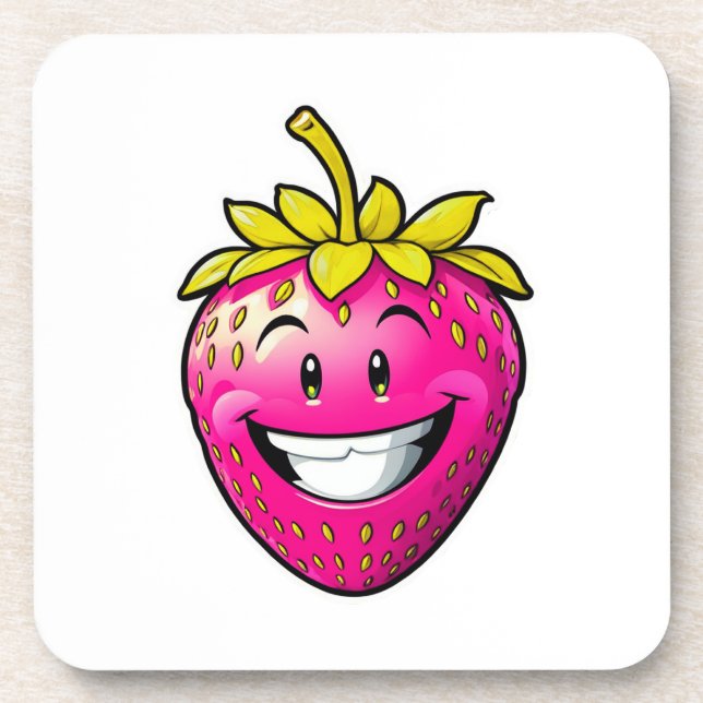 Pink Strawberry  Coaster (Front)