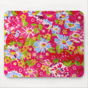 Pink Strawberry colourful floral Mouse Pad