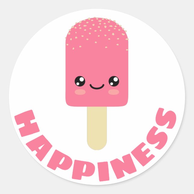 Pink Strawberry Crumble Ice Pop Classic Round Sticker (Front)