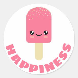 Pink Strawberry Crumble Ice Pop Classic Round Sticker