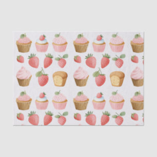 Pink Strawberry Cupcakes Pattern Tissue Paper